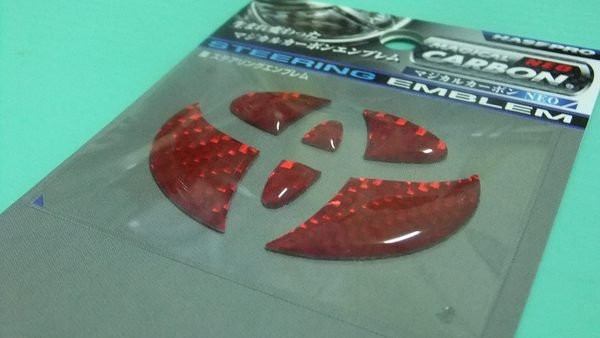 日本純㊣TOYOTA WISH CAMRY ALTIS RAV4 HYBRID方向盤立體紅H標誌(CARBON)